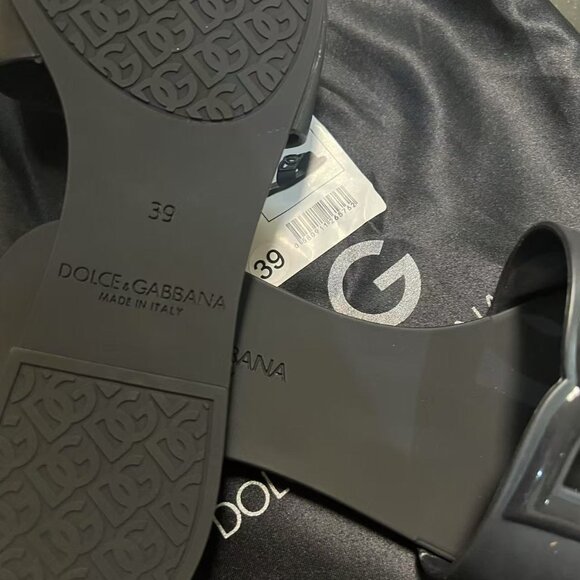 Dolce & Gabbana Black Sandals with Glossy DG Logo - Picture 5 of 5